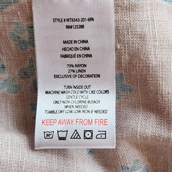 JASON WU Linen Blend Tropical Floral Midi Dress Burnt Orange Teal XS - Picture 5 of 5